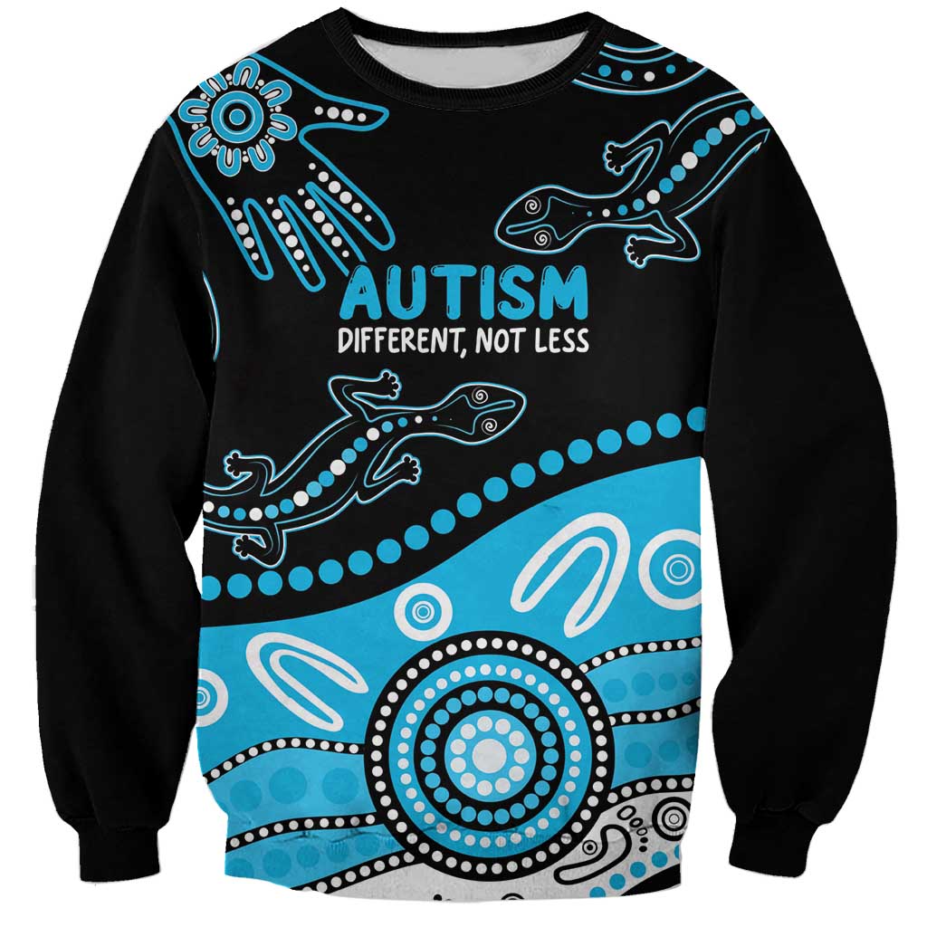 Different Not Less Autism Awareness Australia Personalised Sweatshirt Aussie Aboriginal Lizards