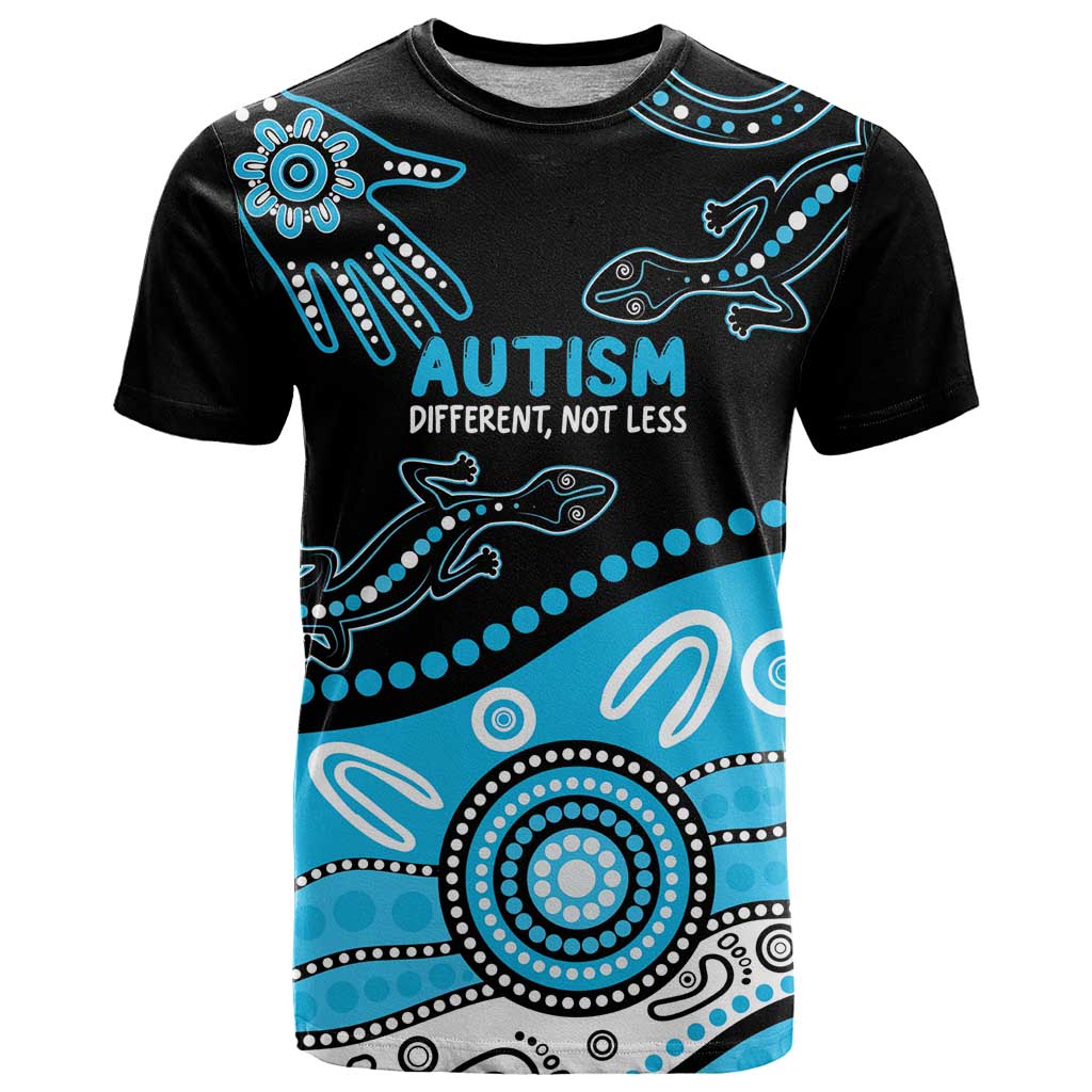 Different Not Less Autism Awareness Australia Personalised T Shirt Aussie Aboriginal Lizards