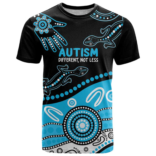 Different Not Less Autism Awareness Australia Personalised T Shirt Aussie Aboriginal Lizards