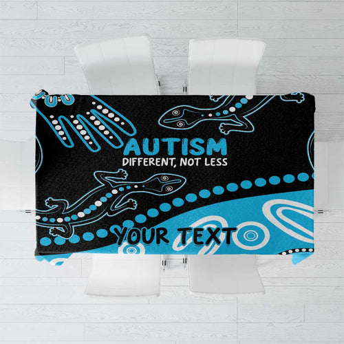 Different Not Less Autism Awareness Australia Personalised Tablecloth Aussie Aboriginal Lizards