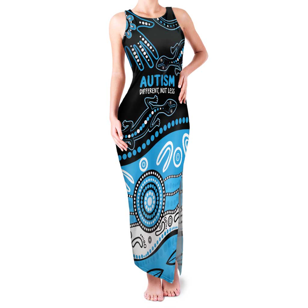 Different Not Less Autism Awareness Australia Personalised Tank Maxi Dress Aussie Aboriginal Lizards