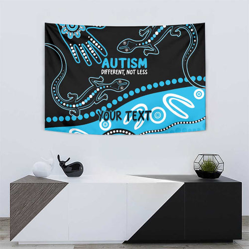 Different Not Less Autism Awareness Australia Personalised Tapestry Aussie Aboriginal Lizards