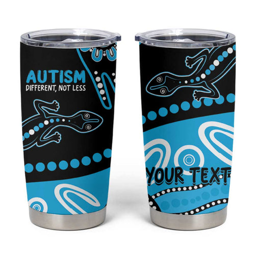 Different Not Less Autism Awareness Australia Personalised Tumbler Cup Aboriginal Lizards