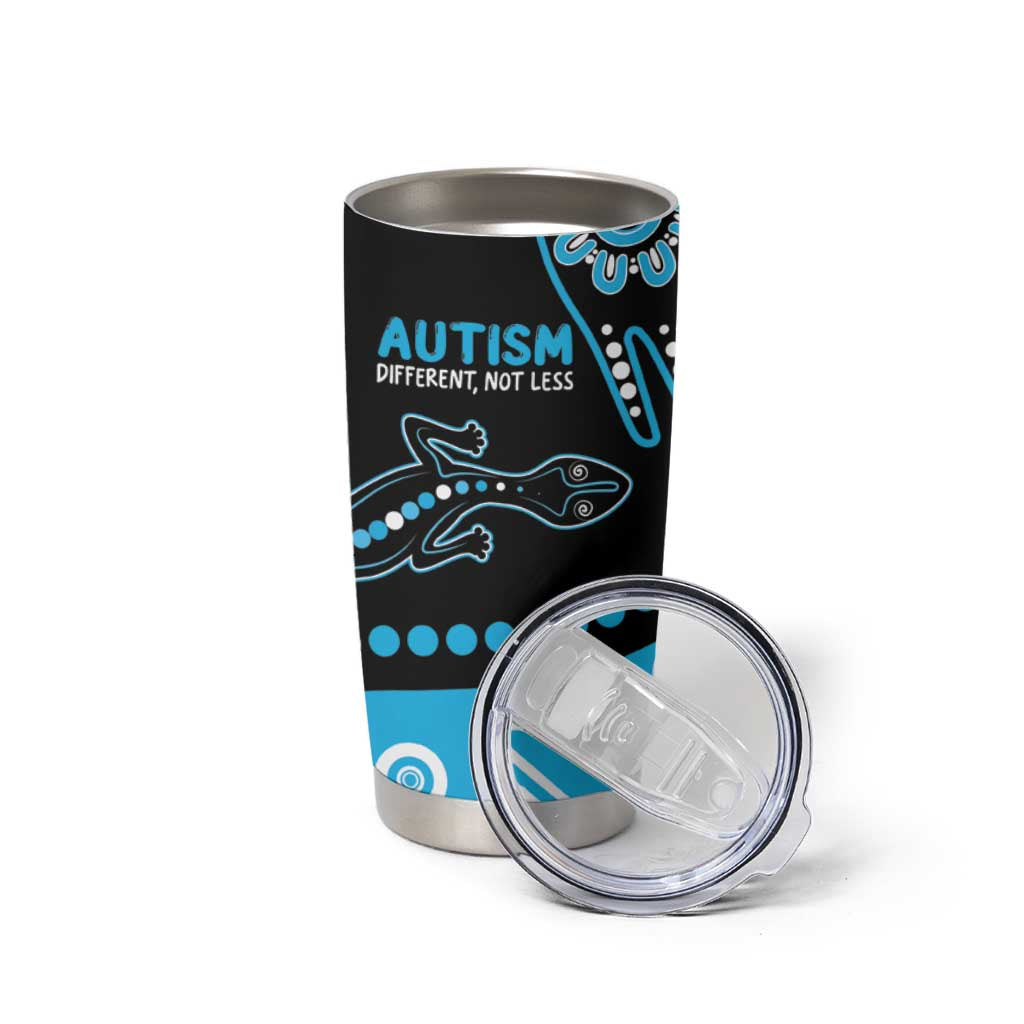 Different Not Less Autism Awareness Australia Personalised Tumbler Cup Aboriginal Lizards