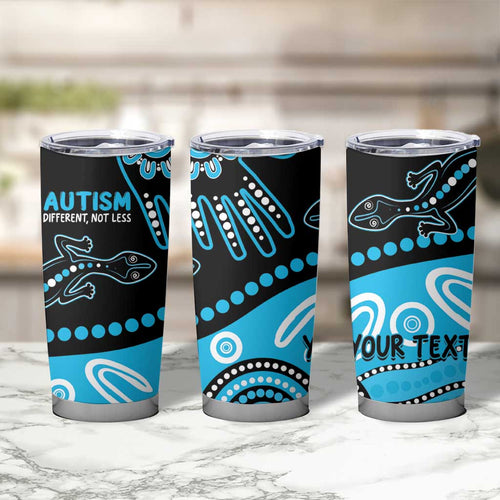 Different Not Less Autism Awareness Australia Personalised Tumbler Cup Aboriginal Lizards
