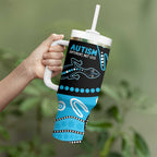 Different Not Less Autism Awareness Australia Personalised Tumbler With Handle Aboriginal Lizards