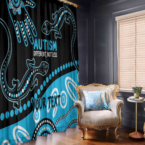Different Not Less Autism Awareness Australia Personalised Window Curtain Aussie Aboriginal Lizards