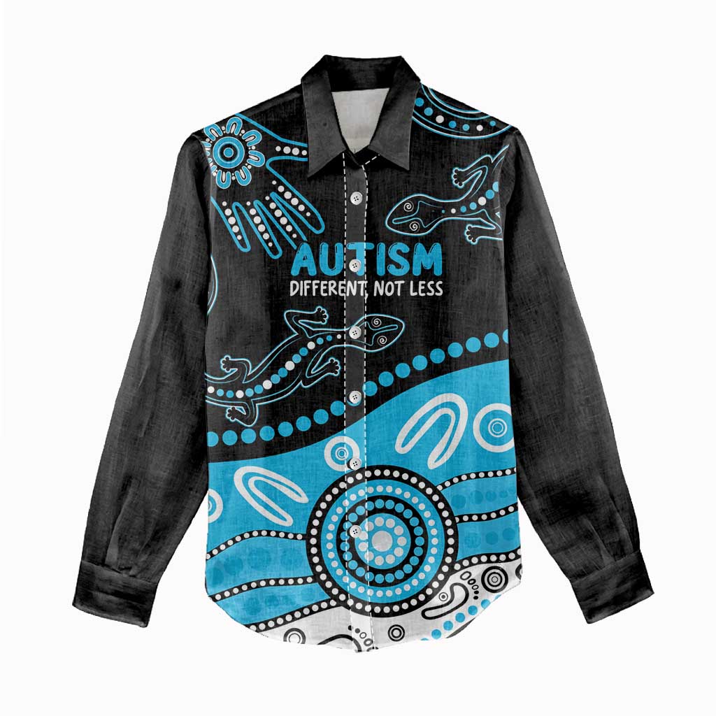 Different Not Less Autism Awareness Australia Personalised Women Casual Shirt Aussie Aboriginal Lizards