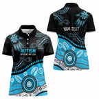 Different Not Less Autism Awareness Australia Personalised Women Polo Shirt Aussie Aboriginal Lizards