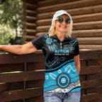 Different Not Less Autism Awareness Australia Personalised Women Polo Shirt Aussie Aboriginal Lizards
