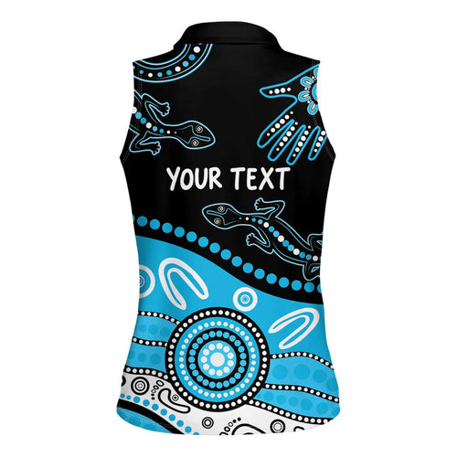 Different Not Less Autism Awareness Australia Personalised Women Sleeveless Polo Shirt Aussie Aboriginal Lizards