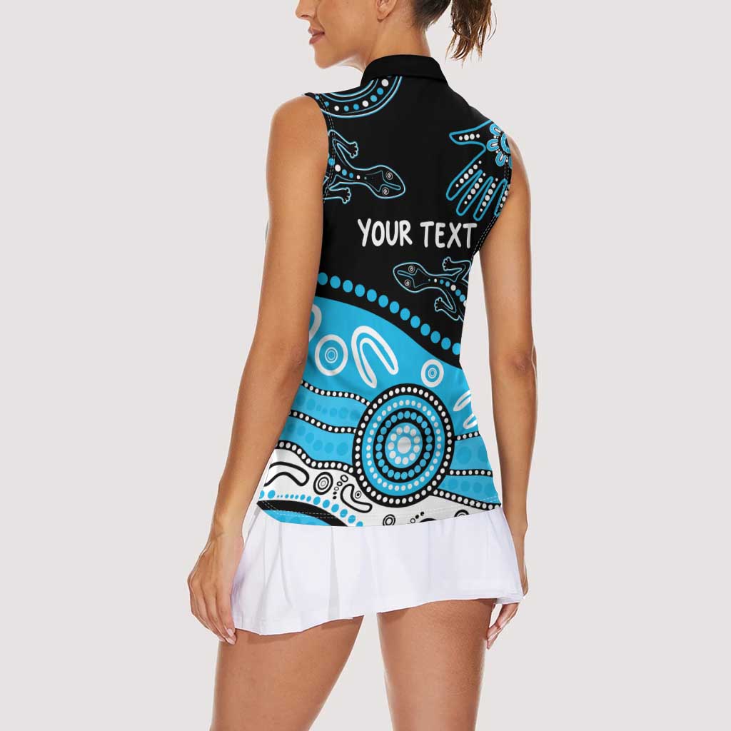 Different Not Less Autism Awareness Australia Personalised Women Sleeveless Polo Shirt Aussie Aboriginal Lizards