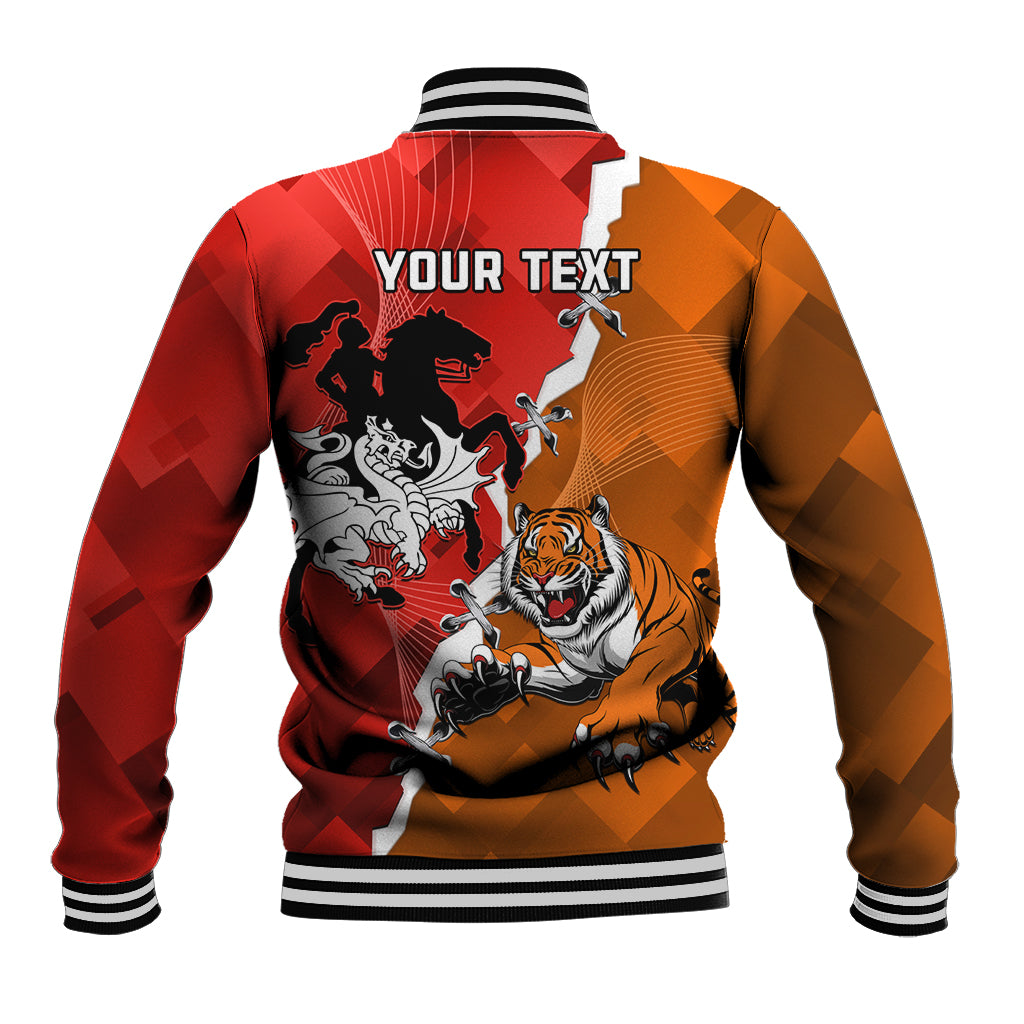 Personalised Dragons And Tigers Rugby Baseball Jacket Sporty Style