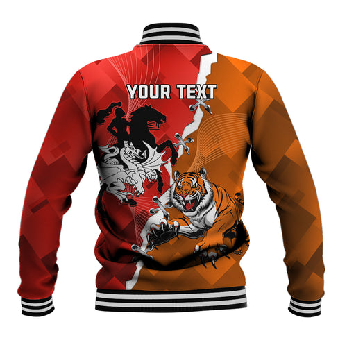 Personalised Dragons And Tigers Rugby Baseball Jacket Sporty Style