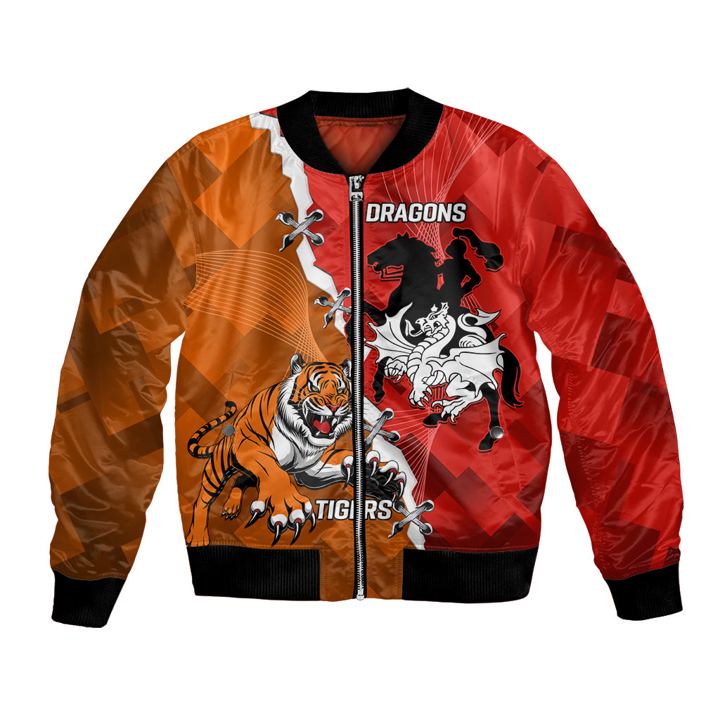 Personalised Dragons And Tigers Rugby Bomber Jacket Sporty Style