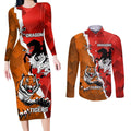 Personalised Dragons And Tigers Rugby Couples Matching Long Sleeve Bodycon Dress and Long Sleeve Button Shirt Sporty Style