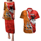 Personalised Dragons And Tigers Rugby Couples Matching Puletasi and Hawaiian Shirt Sporty Style