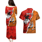 Personalised Dragons And Tigers Rugby Couples Matching Puletasi and Hawaiian Shirt Sporty Style