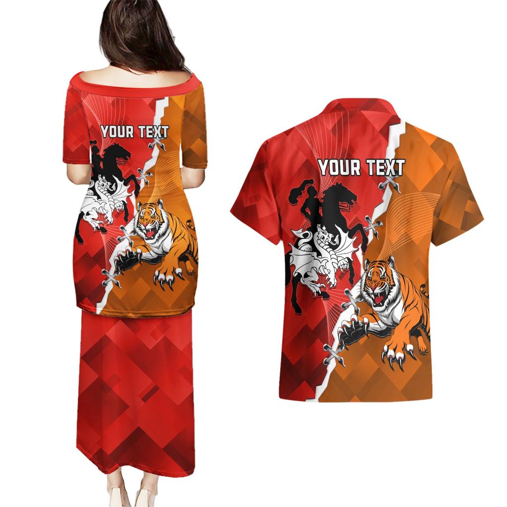 Personalised Dragons And Tigers Rugby Couples Matching Puletasi and Hawaiian Shirt Sporty Style