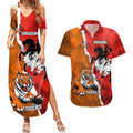 Personalised Dragons And Tigers Rugby Couples Matching Summer Maxi Dress and Hawaiian Shirt Sporty Style
