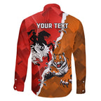 Personalised Dragons And Tigers Rugby Family Matching Long Sleeve Bodycon Dress and Hawaiian Shirt Sporty Style