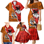 Personalised Dragons And Tigers Rugby Family Matching Mermaid Dress and Hawaiian Shirt Sporty Style