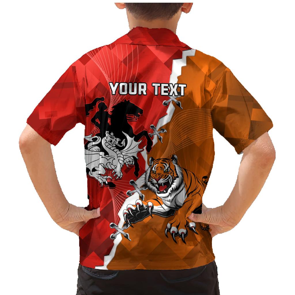Personalised Dragons And Tigers Rugby Family Matching Mermaid Dress and Hawaiian Shirt Sporty Style