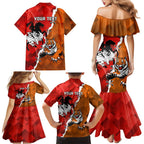 Personalised Dragons And Tigers Rugby Family Matching Mermaid Dress and Hawaiian Shirt Sporty Style