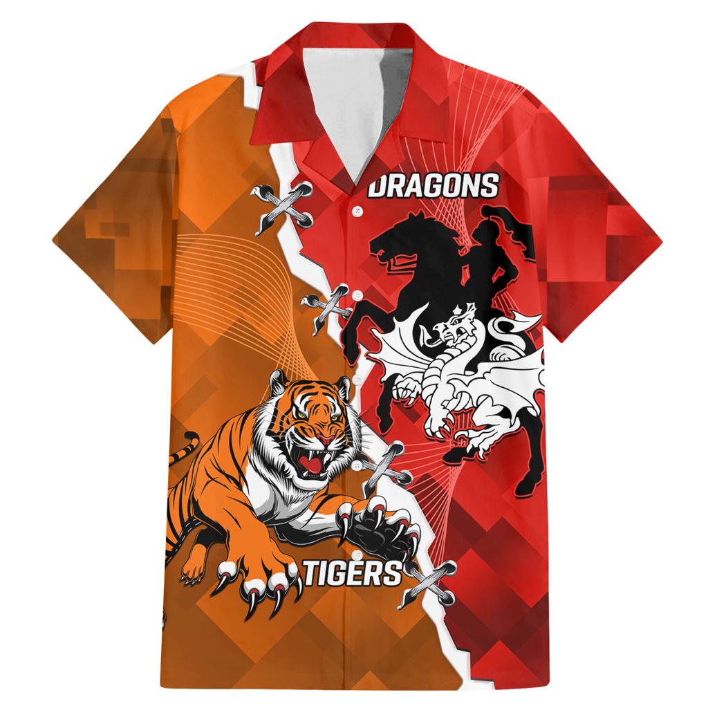 Personalised Dragons And Tigers Rugby Family Matching Mermaid Dress and Hawaiian Shirt Sporty Style