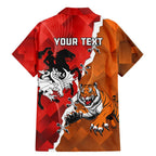 Personalised Dragons And Tigers Rugby Family Matching Mermaid Dress and Hawaiian Shirt Sporty Style