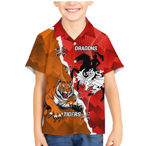 Personalised Dragons And Tigers Rugby Family Matching Mermaid Dress and Hawaiian Shirt Sporty Style