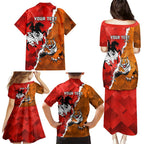 Personalised Dragons And Tigers Rugby Family Matching Puletasi and Hawaiian Shirt Sporty Style
