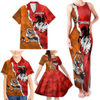Personalised Dragons And Tigers Rugby Family Matching Tank Maxi Dress and Hawaiian Shirt Sporty Style