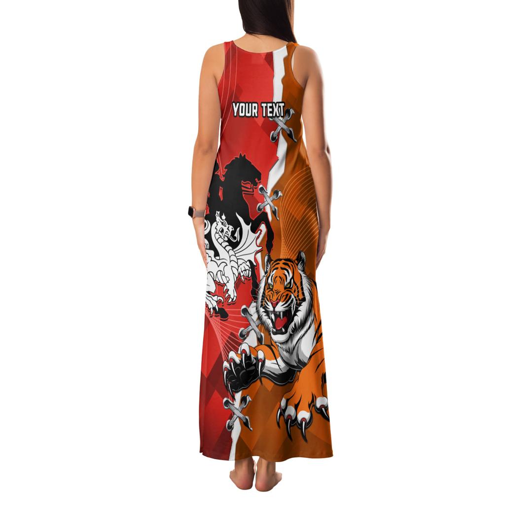 Personalised Dragons And Tigers Rugby Family Matching Tank Maxi Dress and Hawaiian Shirt Sporty Style