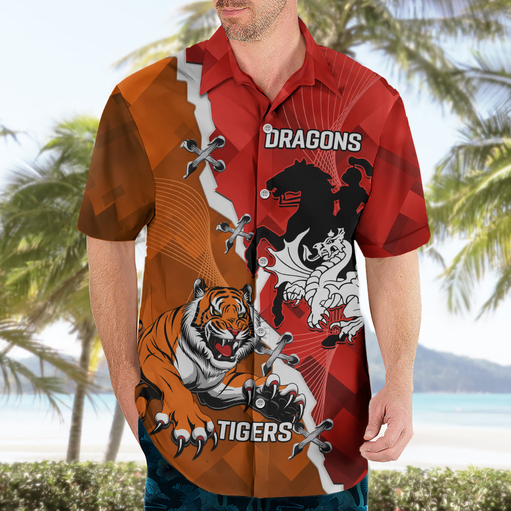Personalised Dragons And Tigers Rugby Hawaiian Shirt Sporty Style
