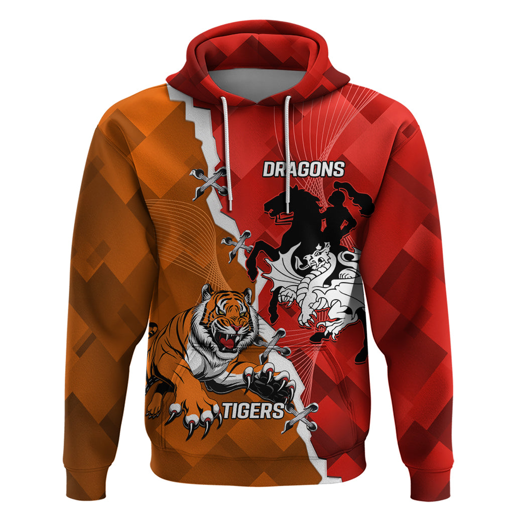 Personalised Dragons And Tigers Rugby Hoodie Sporty Style