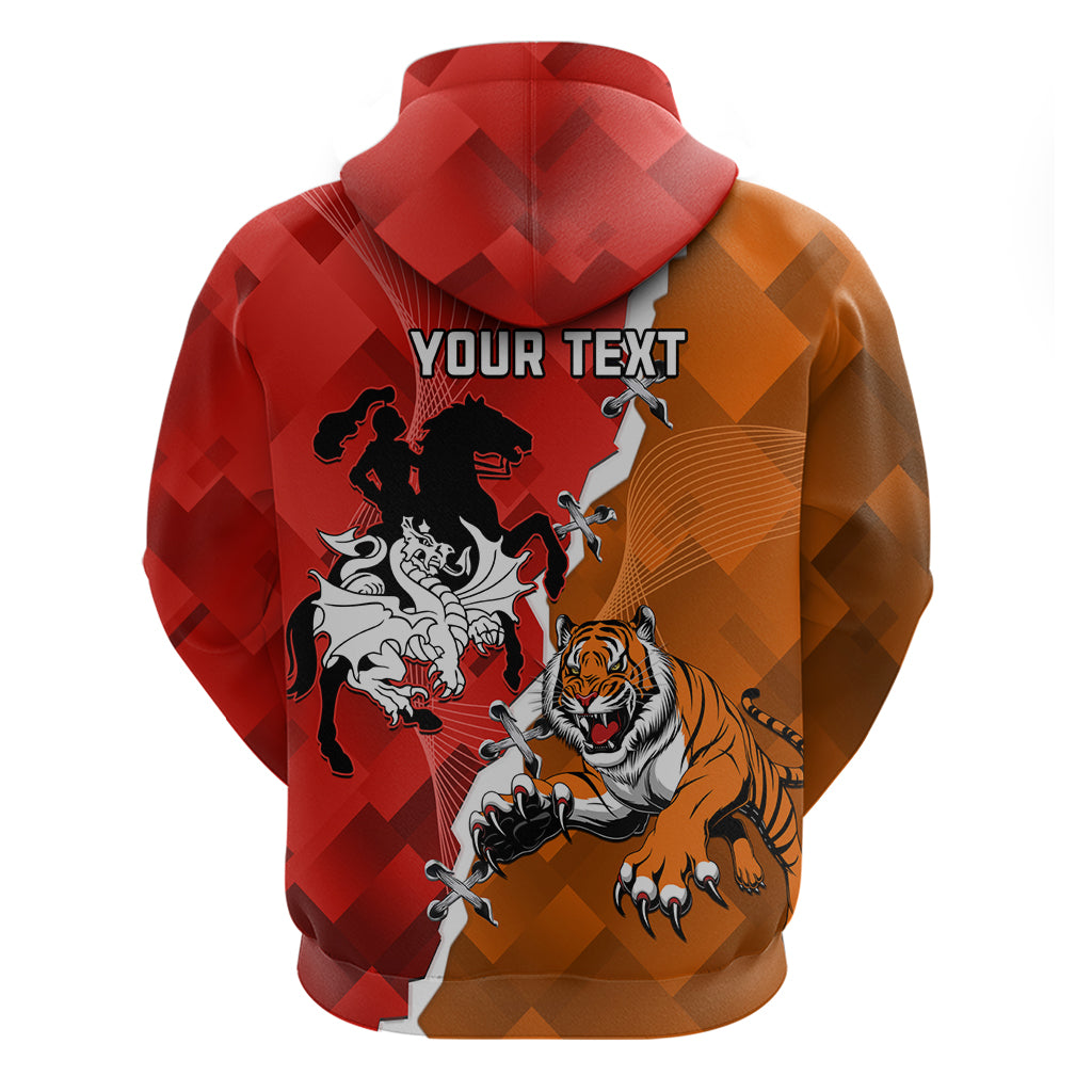 Personalised Dragons And Tigers Rugby Hoodie Sporty Style