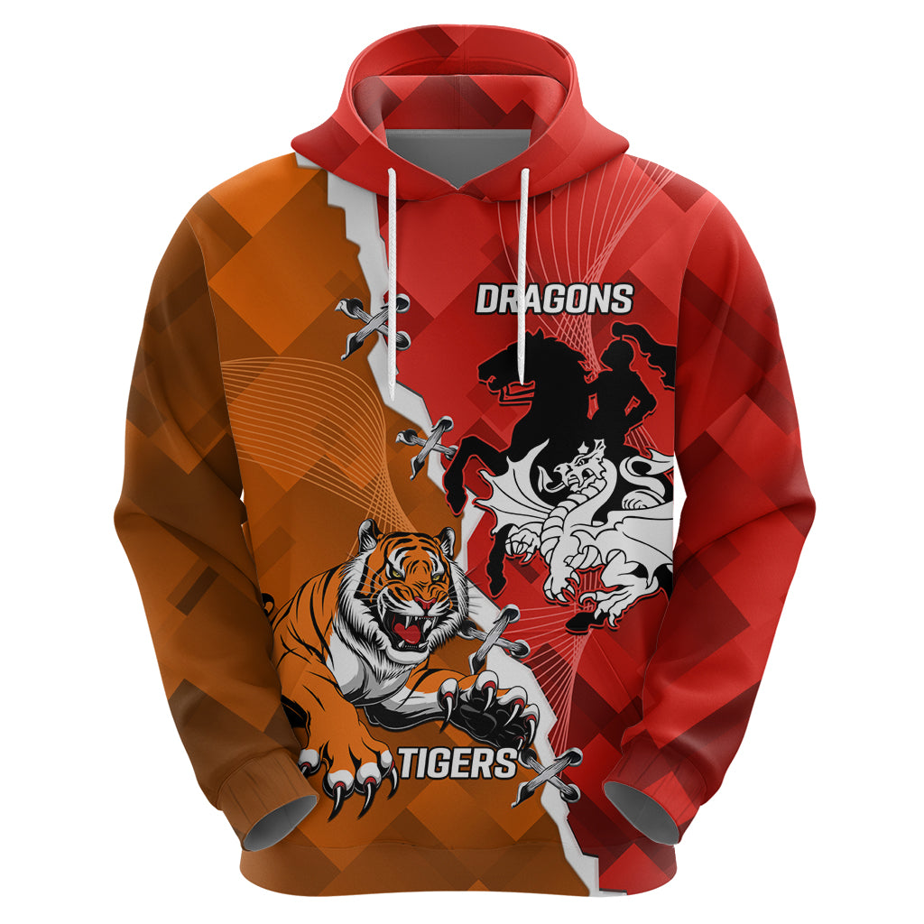 Personalised Dragons And Tigers Rugby Hoodie Sporty Style