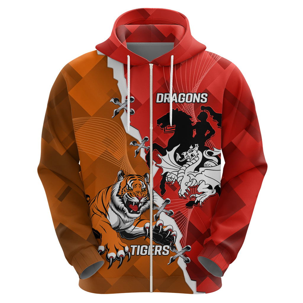 Personalised Dragons And Tigers Rugby Hoodie Sporty Style