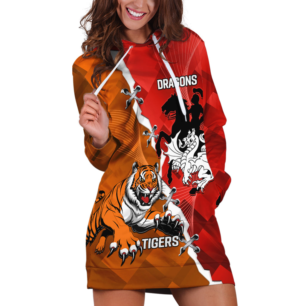 Personalised Dragons And Tigers Rugby Hoodie Dress Sporty Style