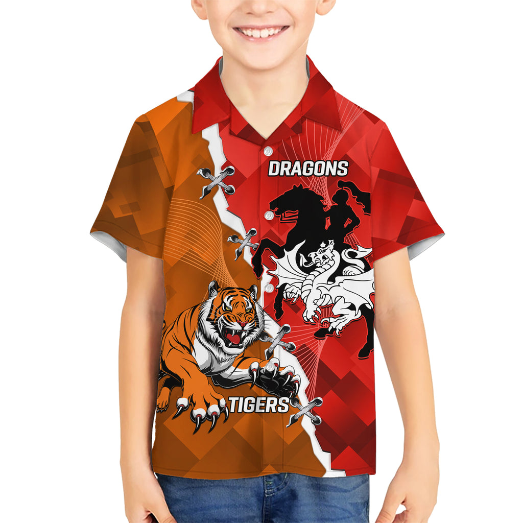 Personalised Dragons And Tigers Rugby Kid Hawaiian Shirt Sporty Style
