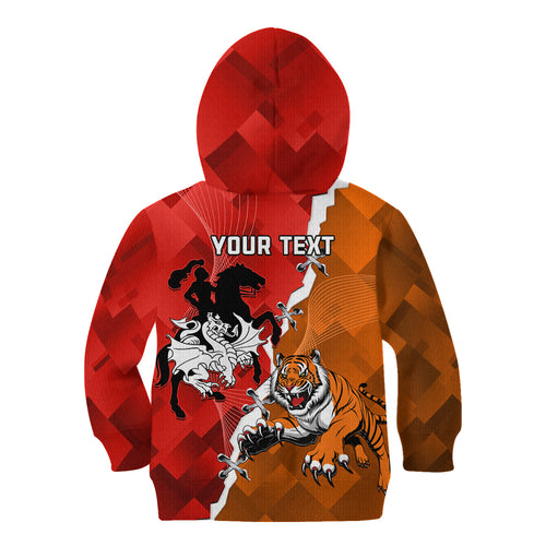 Personalised Dragons And Tigers Rugby Kid Hoodie Sporty Style