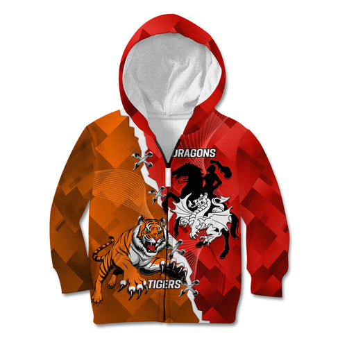 Personalised Dragons And Tigers Rugby Kid Hoodie Sporty Style