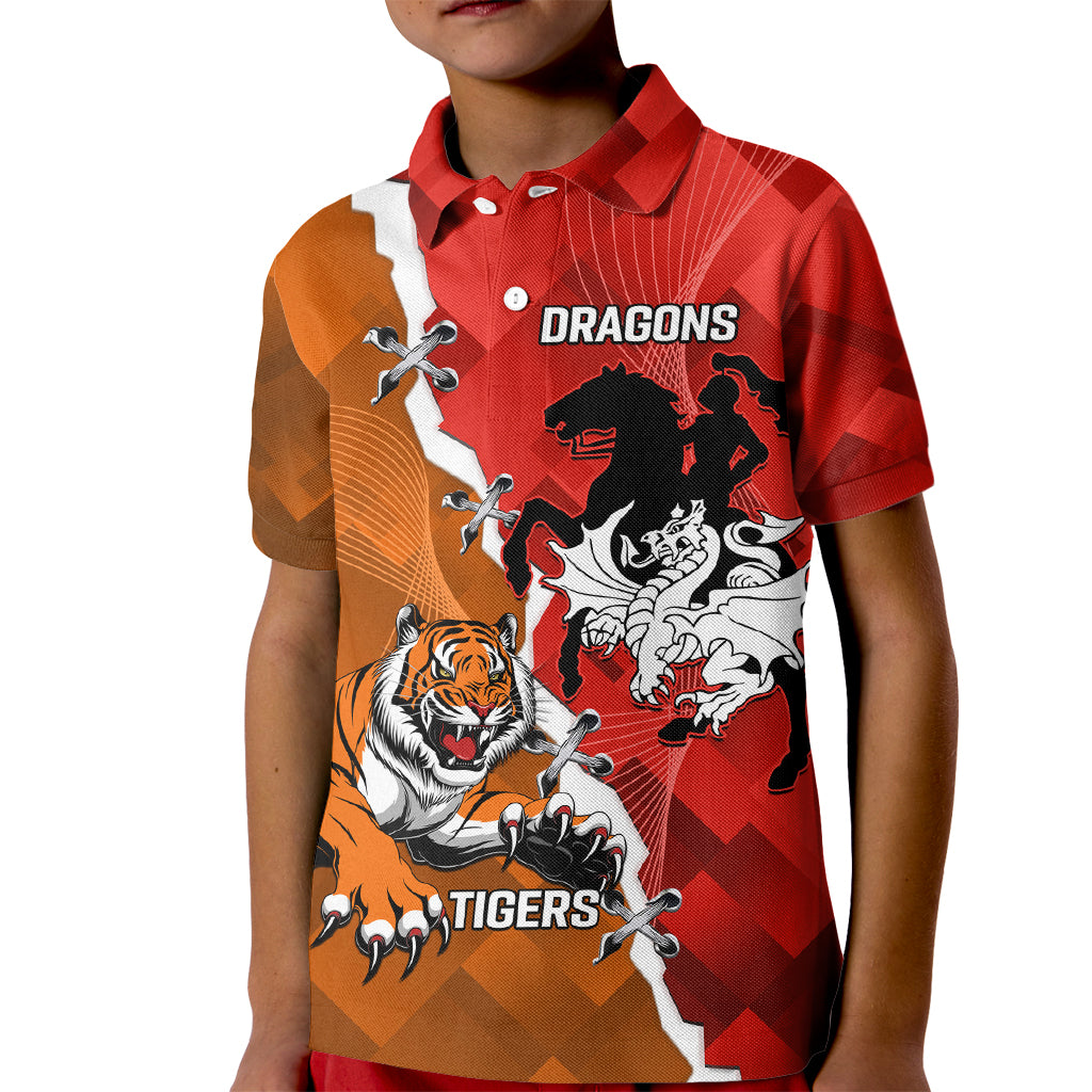 Personalised Dragons And Tigers Rugby Kid Polo Shirt Sporty Style
