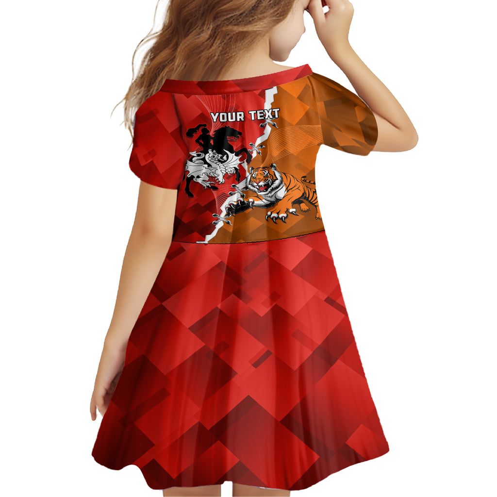 Personalised Dragons And Tigers Rugby Kid Short Sleeve Dress Sporty Style