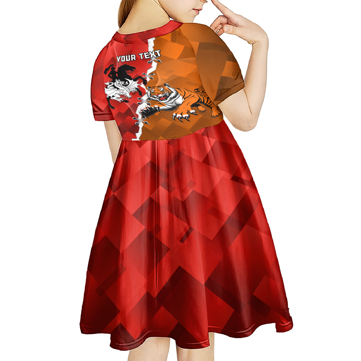 Personalised Dragons And Tigers Rugby Kid Short Sleeve Dress Sporty Style