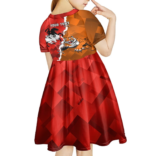 Personalised Dragons And Tigers Rugby Kid Short Sleeve Dress Sporty Style