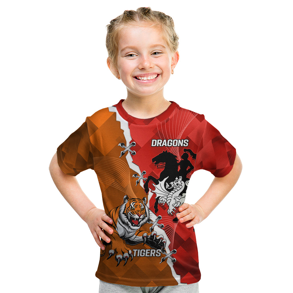 Personalised Dragons And Tigers Rugby Kid T Shirt Sporty Style