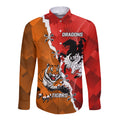 Personalised Dragons And Tigers Rugby Long Sleeve Button Shirt Sporty Style