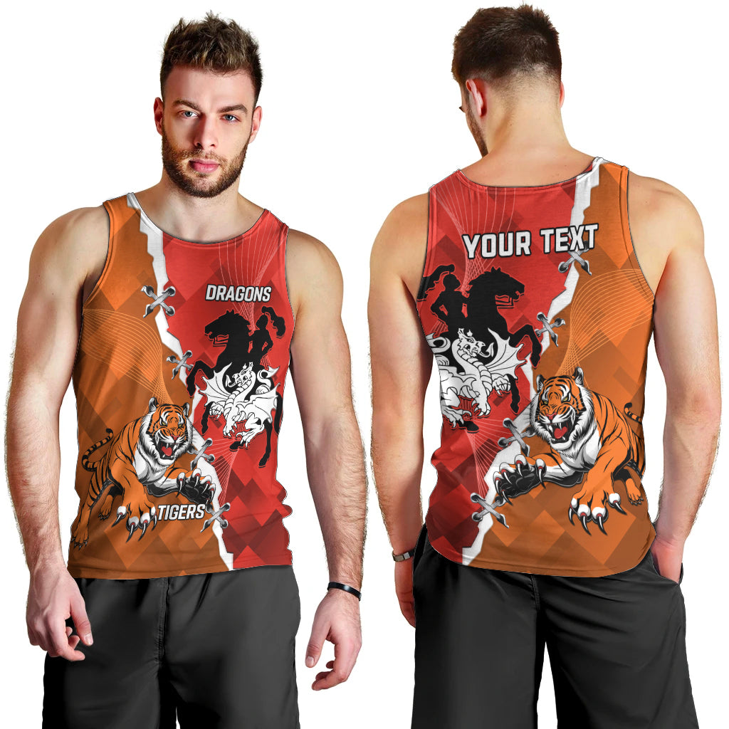 Personalised Dragons And Tigers Rugby Men Tank Top Sporty Style